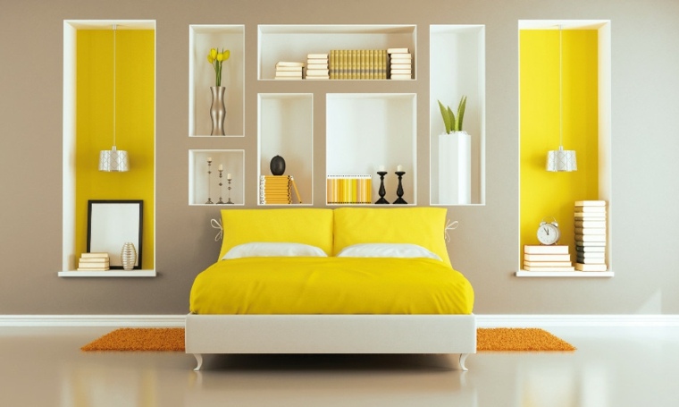 saugojimo vietos idėjos miegamojo laikymo lentynų idėjoms moderni erdvė