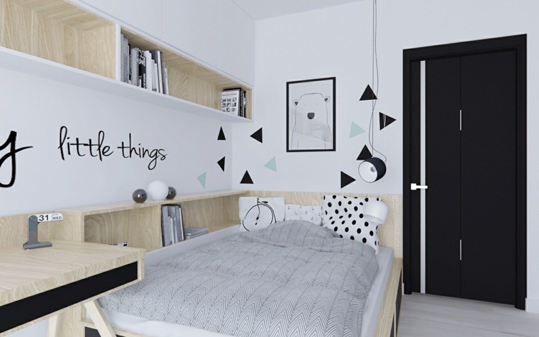 camera da letto per bambini design mobili in legno parete struttura del letto storage