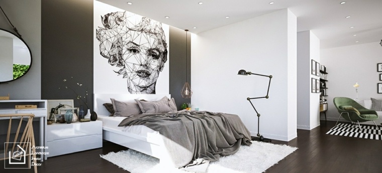 tavolo dal design moderno per interni idea specchio letto testiera lampadario bianco tappetino