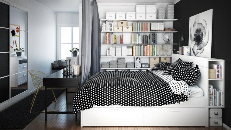 moderna idea di design d'interni letto struttura in legno mensole sedia da scrivania contenitore