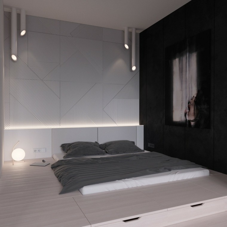 interijer spavaća soba moderan dizajn rasvjetnih tijela krevet ideje