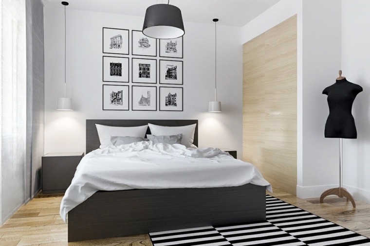 spavaća soba od crno-bijelog tepiha