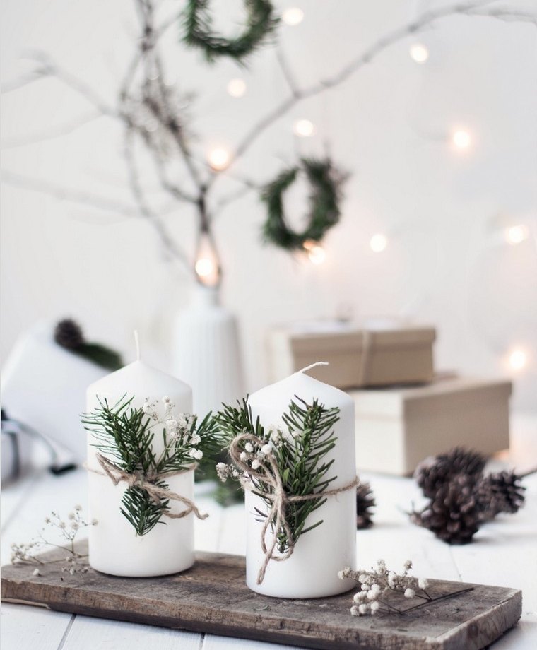 Kalėdinė skandinaviško deko idėjos vainiko sieninė žvakė