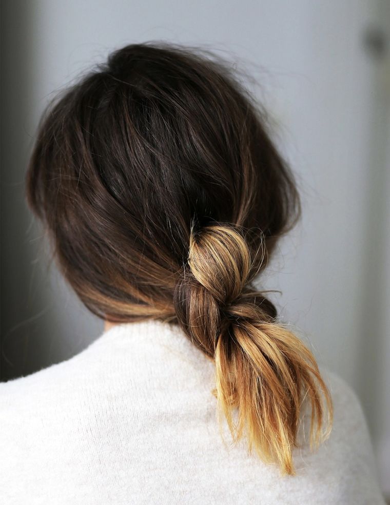 Ombre szőke updo trend modell frizura közepesen hosszú haj