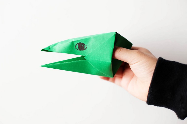 origami-idee-diy-paper-green-monster-dinosaur