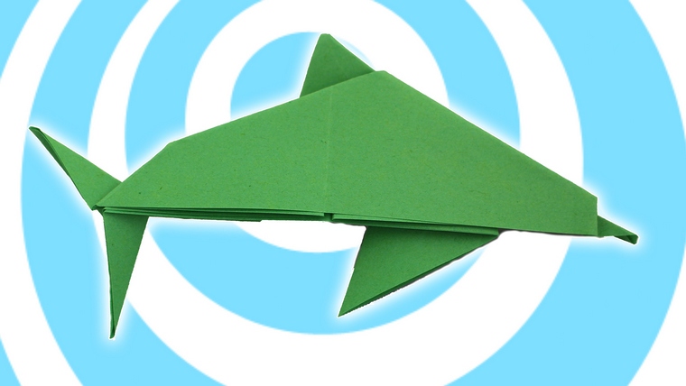 簡単な折り紙イルカ-緑-簡単-折り紙-アイデア