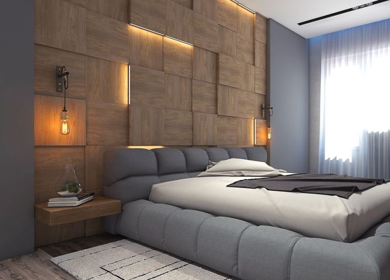 装飾-木製-寝室-デコ壁パネル
