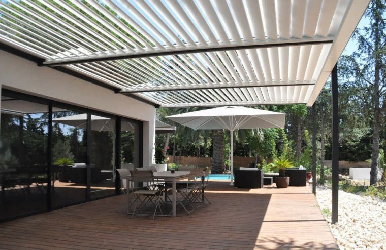 bioklimatinis pavėsinės modelis reguliuojamos lentjuostės moderni terasa