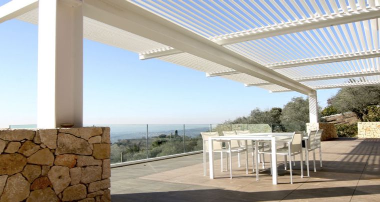 moderni dizajn bioklimatska pergola aluminijska terasa vrtna garnitura
