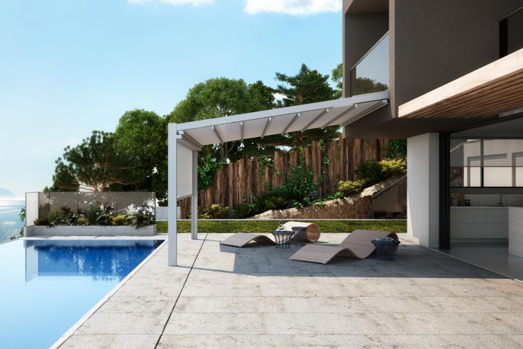 pergola pričvršćena na zid vanjski pribor terasa modeli zaštite od sunca