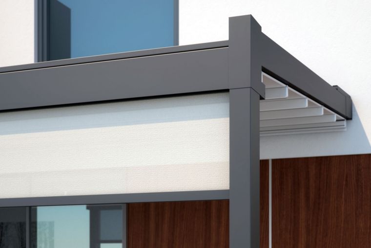 pergola paremta aliuminio sulankstoma plokštė nuo saulės apsauga lauko terasa