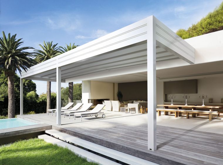 PVC pergola sulankstoma lenta terasos dizaino sodo baldai