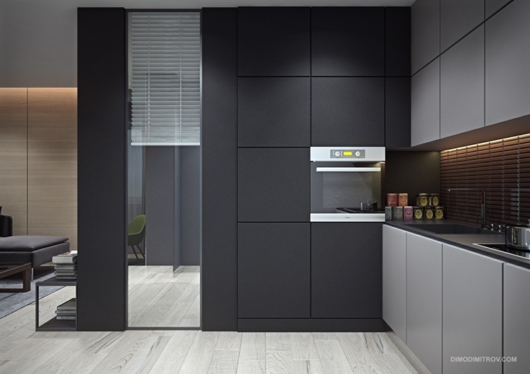 modernus dizainas-pilka-virtuvė