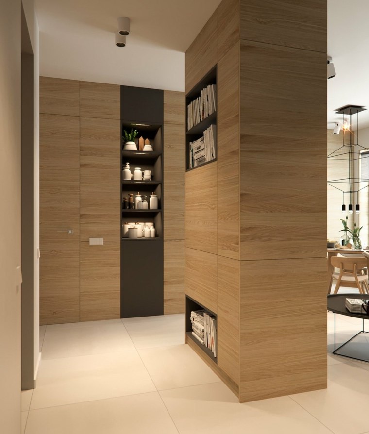 libreria di design per appartamenti scaffali in legno per riporre gli oggetti
