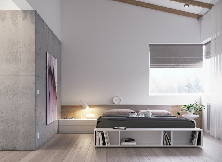 Letto contenitore con tavolozza di colori neutri foto camera da letto Zen