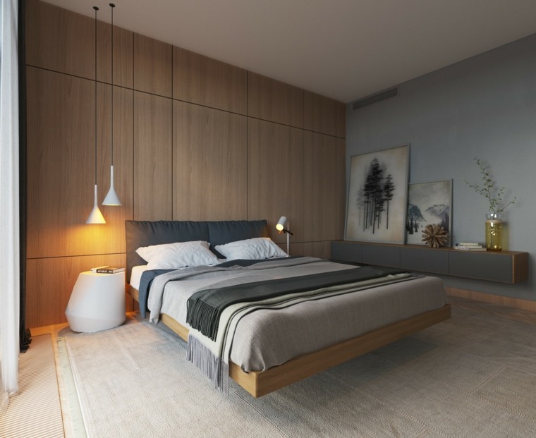 Zen miegamojo nuotrauka modernaus dizaino japoniška lova minimalizmas