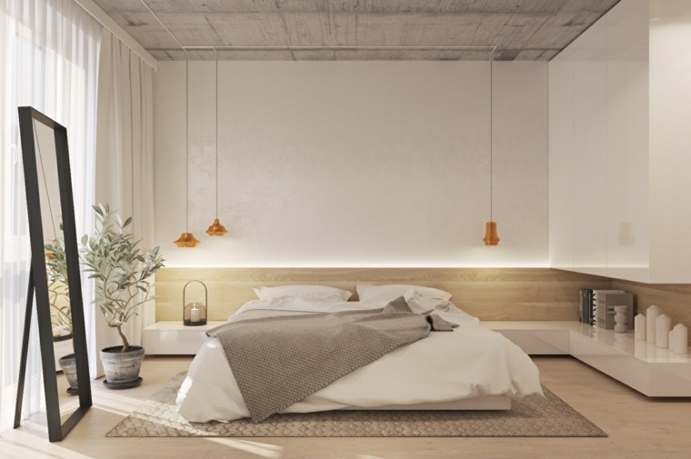 minimalistinė zen miegamojo nuotrauka mažos erdvės medžio deko objektas