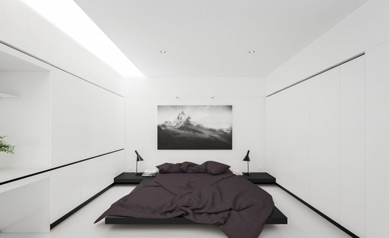 Atmosfera zen decorazione camera da letto arte minimalista