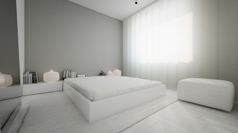 „Zen“ miegamojo nuotraukų baldai baltais dažais modernus stilius