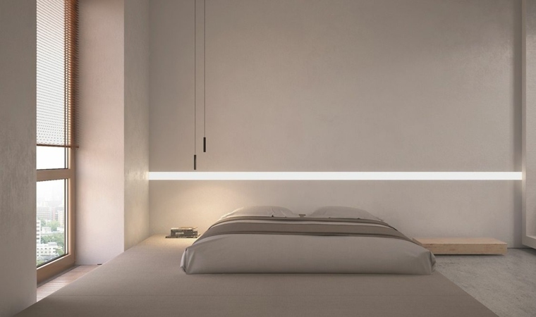 decorazione della camera da letto moderna e minimalista colore neutro