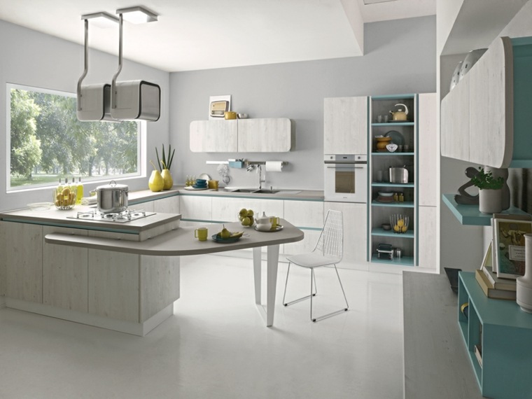 Idee per mobili da cucina scaffale a giorno blu