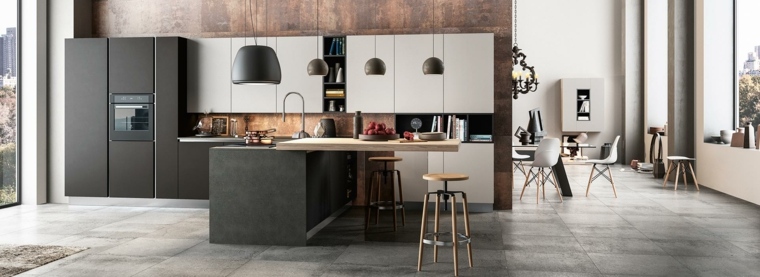 bianco e nero armadio cucina isola penisola stile moderno