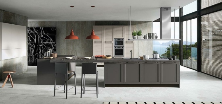 mobili da cucina colore ardesia alla moda armadio in legno design isola centrale