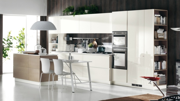 konyha sütő szekrény modern fehér lakkozott konyhaszekrény nappali oszlopra nyitva
