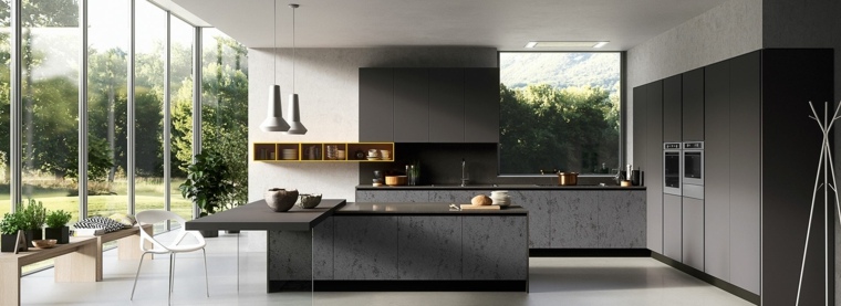 nero armadio da cucina moderno isola mobili alla moda decorazione d'interni