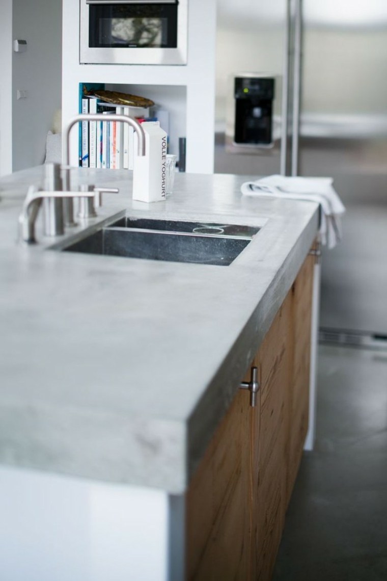 Moderna betonska drvena kuhinjska radna ploča moderan dizajn interijera