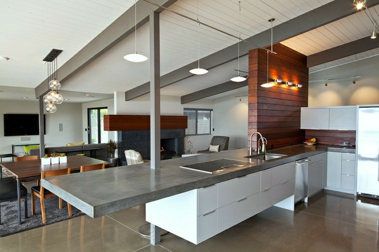 dizajn kuhinjskog otoka betonska rasvjeta ideja ovjesa dizajn moderna blagovaonica