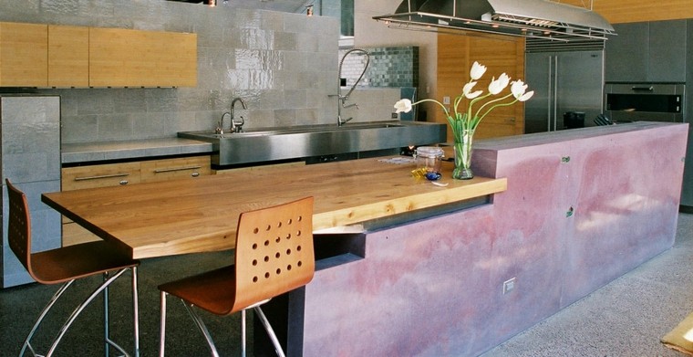 dizajn interijera kuhinja bar drvo drvo otok kuhinja ideja beton