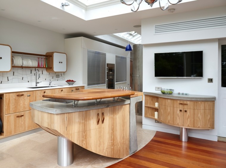 moderan dizajn interijera kuhinja otok drvo beton dizajn interijera