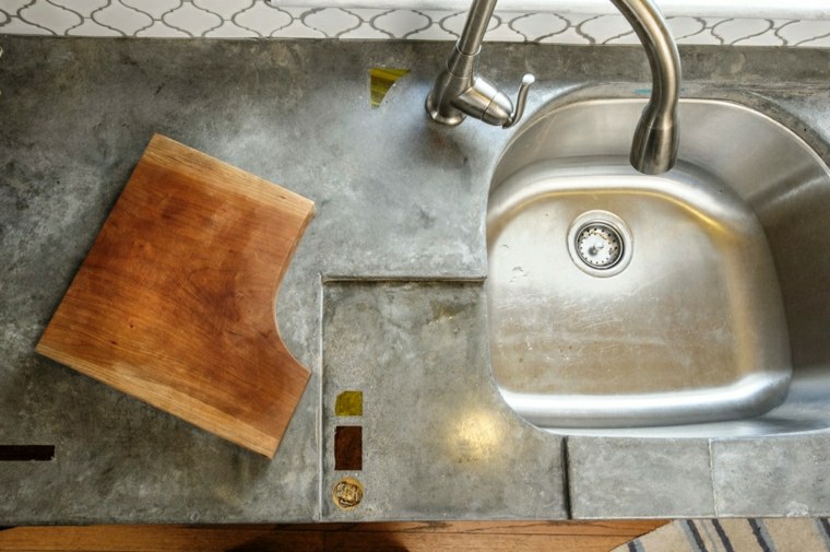 Voštana betonska radna ploča, drveni dizajn, kuhinjske sudopere