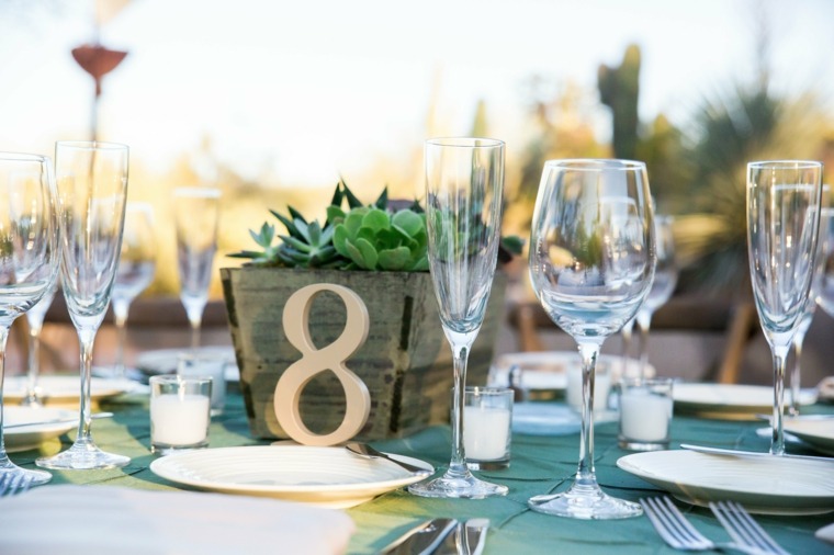 esküvői asztal dekorációs ötletek zöld növények