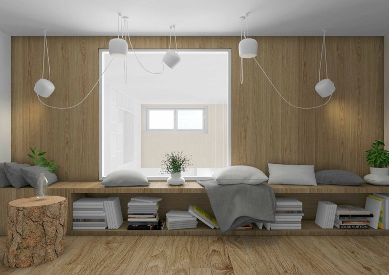 zelena biljka privjesak svjetlo drveni klupni jastuci moderno opremiti trendi prostor