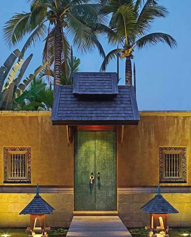 ajtó bejárat deco ázsiai privát villa külső design