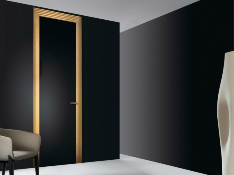 modernios juodos vidaus durys aukso rėmas prabangus namų apdaila modernus dizainas