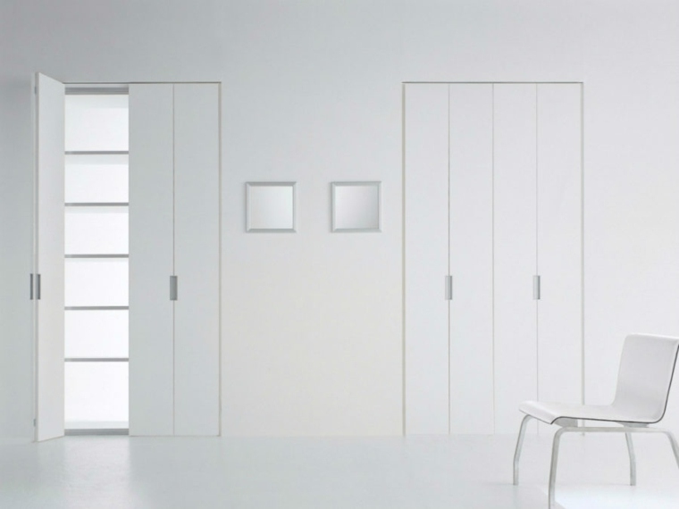 parete di stoccaggio interna porta bianca stile moderno e minimalista