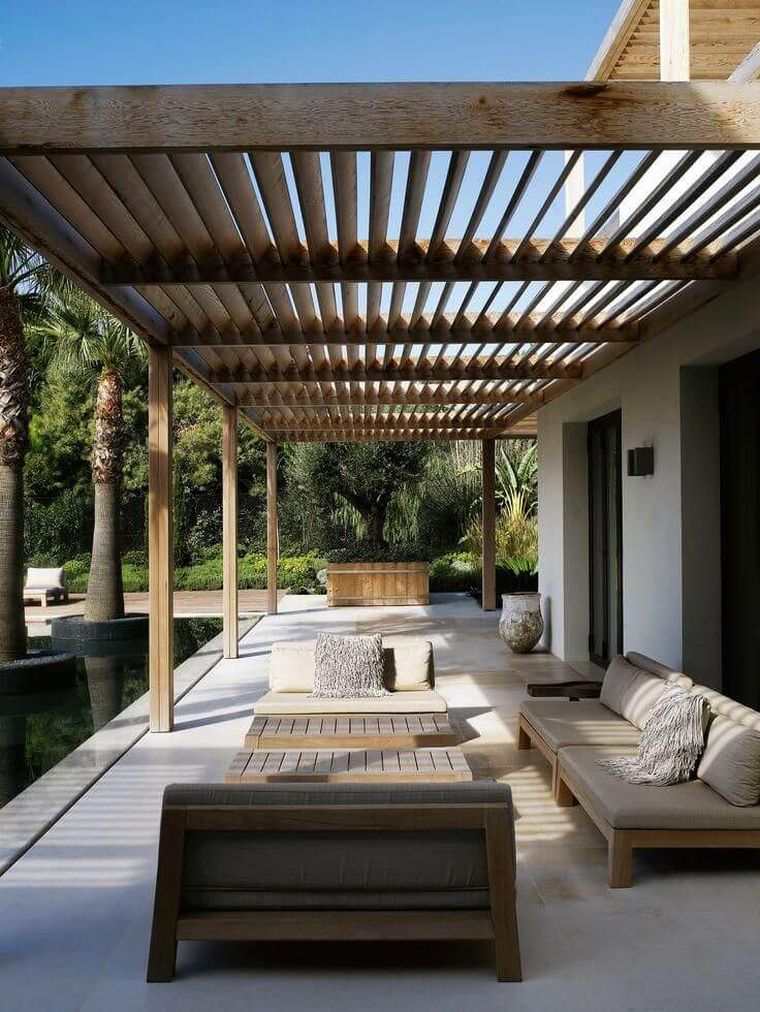 moderno sklonište za terase-drvo-pergola-naslonjeno