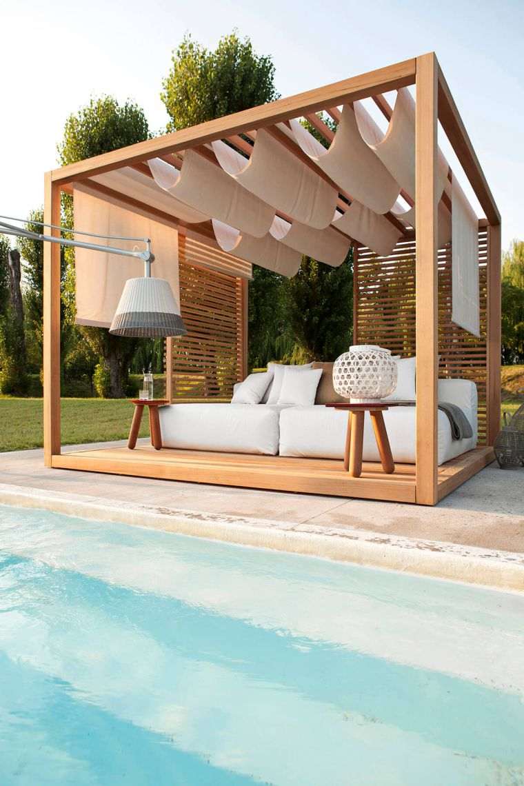 legno-struttura-legno-tende-bianco-deco-piscina giardino terrazza capannone
