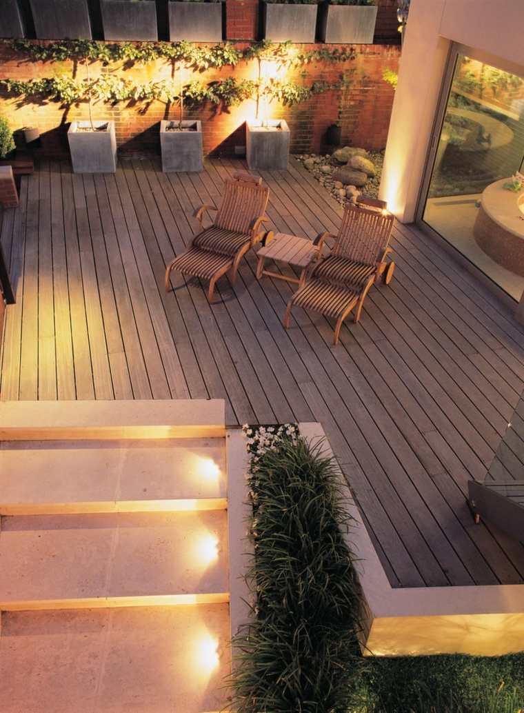 illuminazione per esterni terrazza in legno apparecchio a led