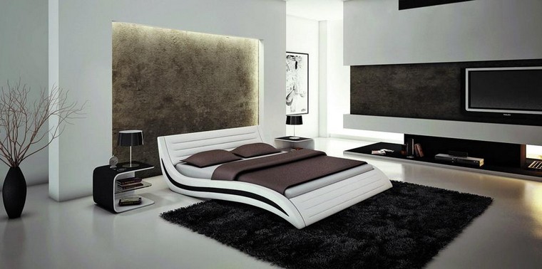 spavaća soba unutarnji okvir kreveta odaberite ideju tepih pod crna