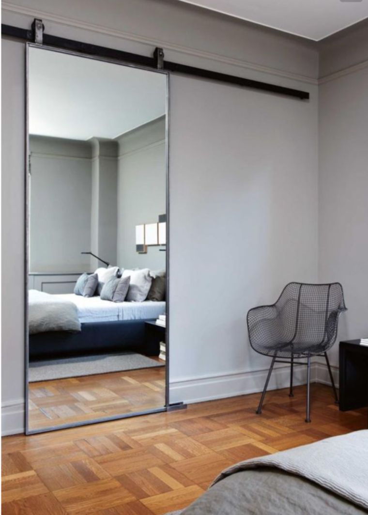 寝室の鏡スライディングミラー納屋のドア大人の寝室