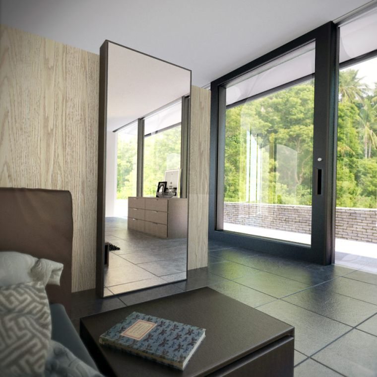zidna ogledala ideje za dizajn interijera spavaće sobe u zen stilu