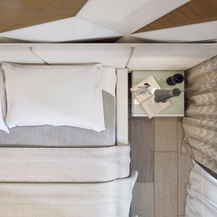 モダンなベッドルームのデザインのアイデアランプ木製寄木細工の床のヘッドボードサスペンション