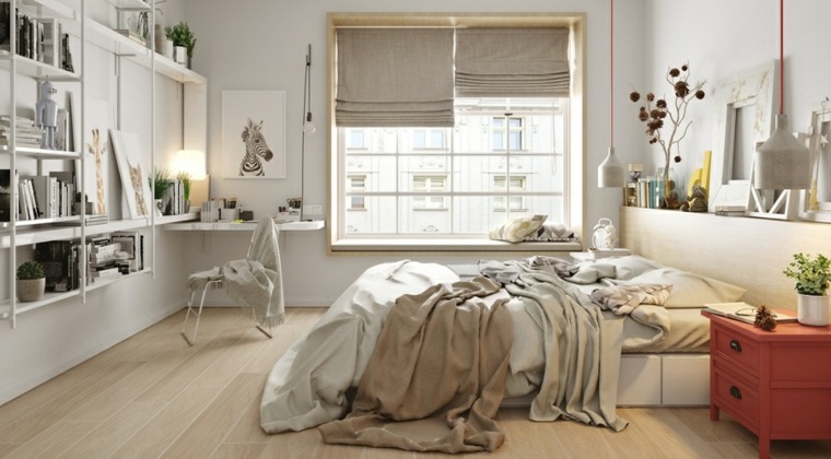 smėlio spalvos miegamojo idėja lovos dizaino pakabinama šviesa