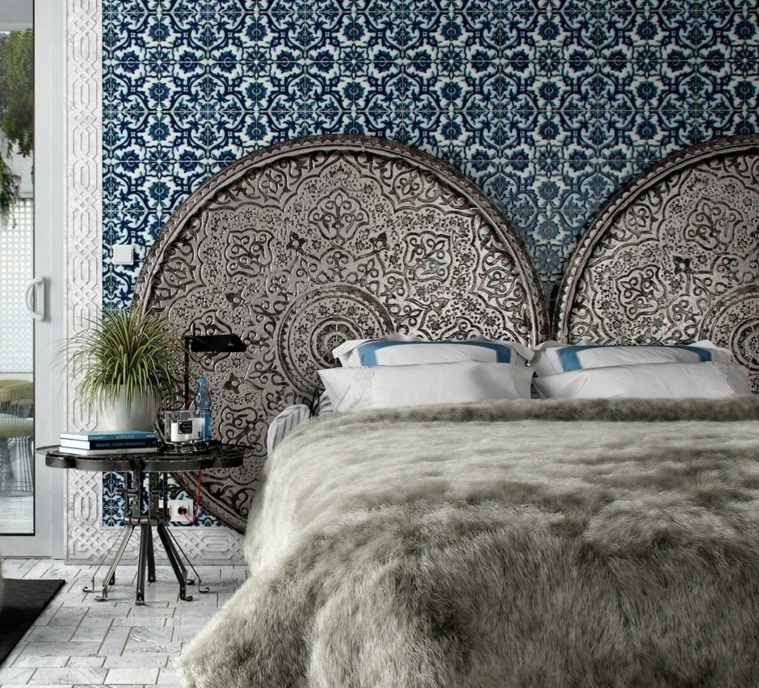 milyen színű egy modern hálószoba belső marokkói stílusú fejtámla