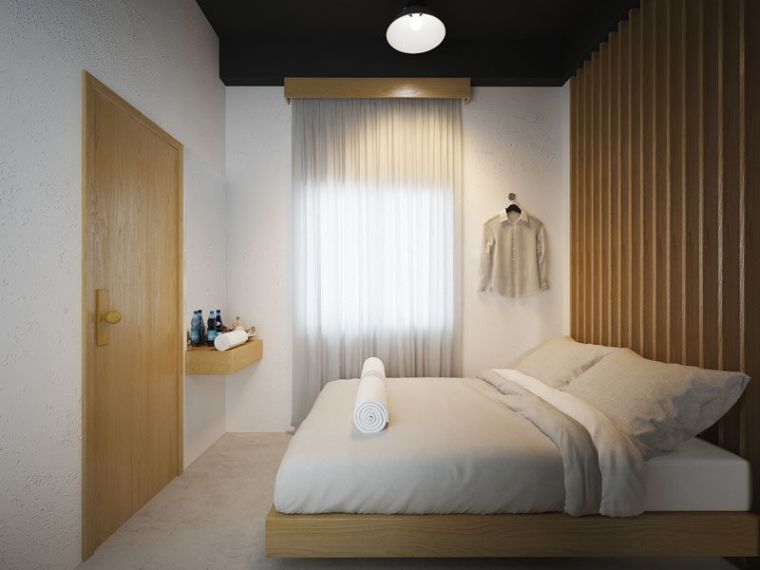 medinis deko miegamasis-maža erdvė-siena