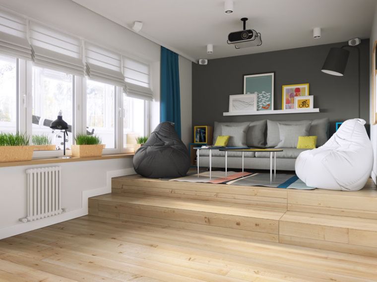 scala in legno deco-camera da letto-studio-idea